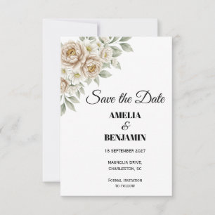 Whimsical Blush Pfingstrosen Blumen Schrift Save t