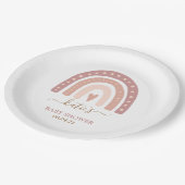 Whimsical Blush Pink Rainbow Girl Baby Dusche Pappteller (Schrägansicht)