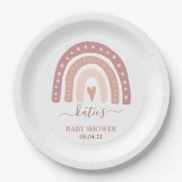 Whimsical Blush Pink Rainbow Girl Baby Dusche Pappteller