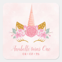 Whimsical Blush Pink Unicorn Erster Geburtstag