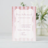 Whimsical Blush Rose Goldstreifen Hochzeit RSVP Karte (Stehend Vorderseite)