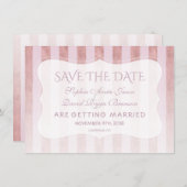 Whimsical Blush Rose Goldstreifen Hochzeit Save The Date (Vorne/Hinten)
