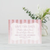 Whimsical Blush Rose Goldstreifen Hochzeit Save The Date (Stehend Vorderseite)