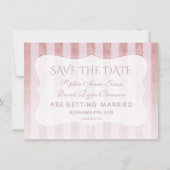 Whimsical Blush Rose Goldstreifen Hochzeit Save The Date (Vorderseite)
