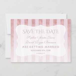 Whimsical Blush Rose Goldstreifen Hochzeit Save The Date