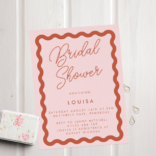 Whimsical Blush & Terracotta Wavy Bridal Shower Einladung