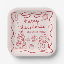 Whimsical-Bogen-Weihnachtsfeier-Papierteller