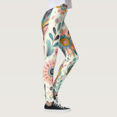 Whimsical Bohemisch Feathers und Blume Leggings (Rechts)