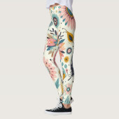 Whimsical Bohemisch Feathers und Blume Leggings (Links)