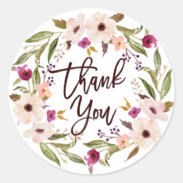 Whimsical Bohemisch Floral Kranz Vielen Dank Runder Aufkleber