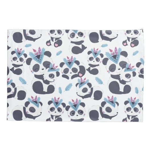 Whimsical Bohemisch Panda Pattern Individuelle Nam Kissenbezug (Rückseite)