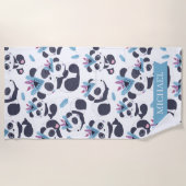 Whimsical Bohemisch Panda Pattern Individuelle Nam Strandtuch (Vorderseite)