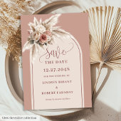 Whimsical Boho Arch Dusty Pink Floral Save Date Einladung