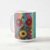 Whimsical Boho Blumen – Lebendiges Geburtstagsgesc Kaffeetasse (Vorderseite Links)