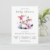 Whimsical Boho Chic Cow Baby Dusche Einladung (Stehend Vorderseite)