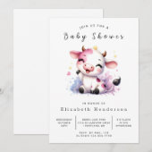 Whimsical Boho Chic Cow Baby Dusche Einladung (Vorne/Hinten)