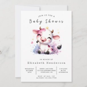 Whimsical Boho Chic Cow Baby Dusche Einladung