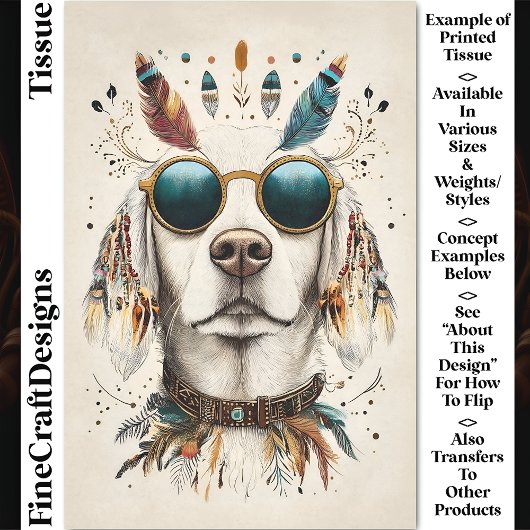 Whimsical Boho Chic Labrador Dog CK8 Decoupage Seidenpapier