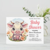 Whimsical Boho Country Cow Baby Dusche Einladung (Stehend Vorderseite)