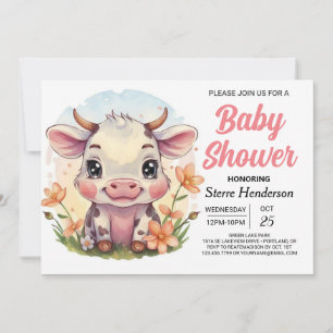 Whimsical Boho Country Cow Baby Dusche Einladung