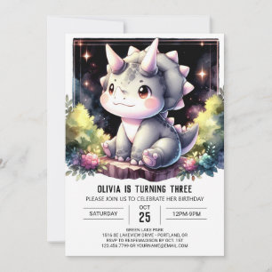 Whimsical Boho Dino Bash Geburtstag Einladung