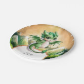 Whimsical Boho Dragon Birthday Pappteller (Schrägansicht)