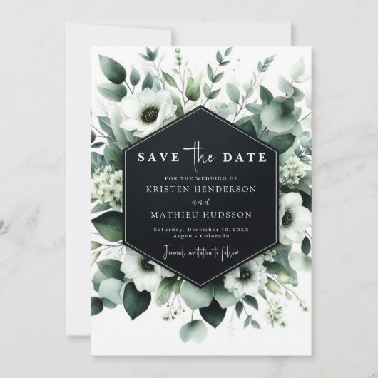 Whimsical Boho Eucalyptus Digital Wedding Save The Date (Vorderseite)