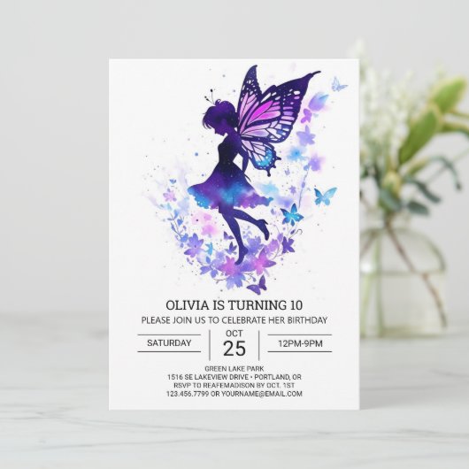 Whimsical Boho Fairy Birthday Einladung (Stehend Vorderseite)