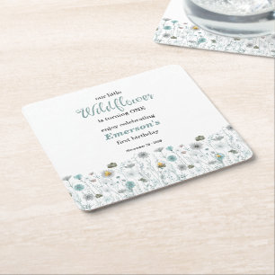 Whimsical Boho Farbe Wildblumen 1. Geburtstagsfeie Rechteckiger Pappuntersetzer