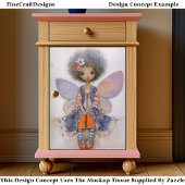 Whimsical Boho Fee mit Afro-Haar EQ1L-Decoupage Seidenpapier
