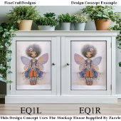 Whimsical Boho Fee mit Afro-Haar EQ1L-Decoupage Seidenpapier