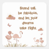 Whimsical Boho Flamingo Mit Monogramm | Quadratischer Aufkleber (Vorderseite)