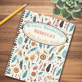 Whimsical Boho Floral Kid Name Sketch Notizblock