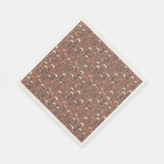 Whimsical Boho Floral Pattern Fall House Erwärmung Serviette (Ecke)