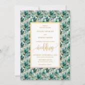 Whimsical Boho Forest Green Gold Greenerity Hochze Einladung (Vorderseite)