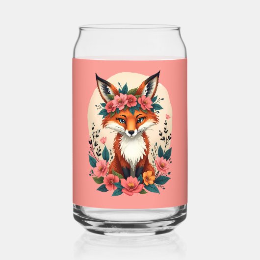 Whimsical Boho Fox mit Blumenwald Dosenglas (Rückseite)