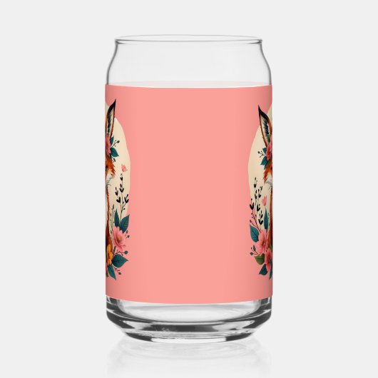 Whimsical Boho Fox mit Blumenwald Dosenglas (Links)