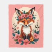 Whimsical Boho Fox mit Blumenwald Fleecedecke (Vorderseite)