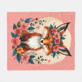 Whimsical Boho Fox mit Blumenwald Fleecedecke (Vorderseite (Horizontal))
