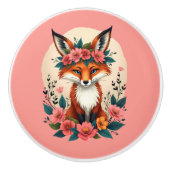 Whimsical Boho Fox mit Blumenwald Keramikknauf (Vorderseite)