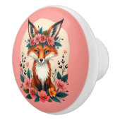 Whimsical Boho Fox mit Blumenwald Keramikknauf (Rechts)