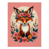 Whimsical Boho Fox mit Blumenwald Poster (Vorderseite)