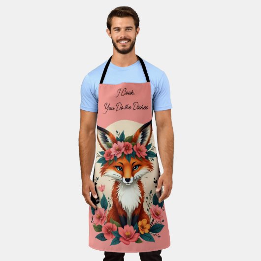 Whimsical Boho Fox mit Blumenwald Schürze (Getragen)