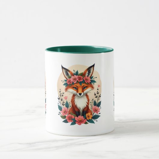 Whimsical Boho Fox mit Blumenwald Tasse (Zentrum)