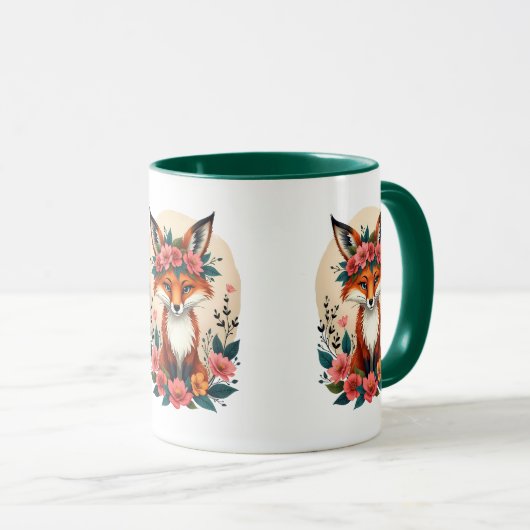 Whimsical Boho Fox mit Blumenwald Tasse (VorderseiteRechts)
