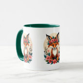 Whimsical Boho Fox mit Blumenwald Tasse (Vorderseite Links)