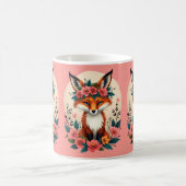 Whimsical Boho Fox mit floralem Kronenwald Pink Kaffeetasse (Mittel)