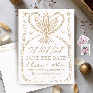 Whimsical Boho Frame Elegant SAVE THE DATE CUSTOM Einladungspostkarte