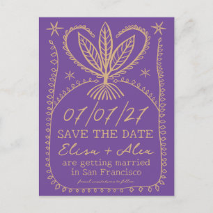 Whimsical Boho Frame Elegant SAVE THE DATE CUSTOM Einladungspostkarte