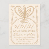 Whimsical Boho Frame Elegant SAVE THE DATE CUSTOM Einladungspostkarte (Vorderseite)